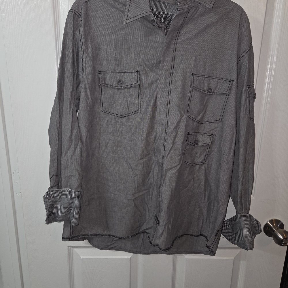 English Laundry by Christopher Wicks Men’s Shirt – XL – Gray Check – Beatles
